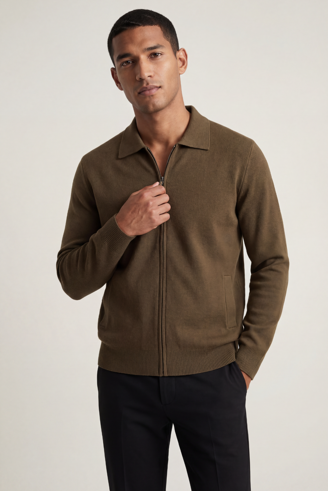 Coffee Polo Cardigan