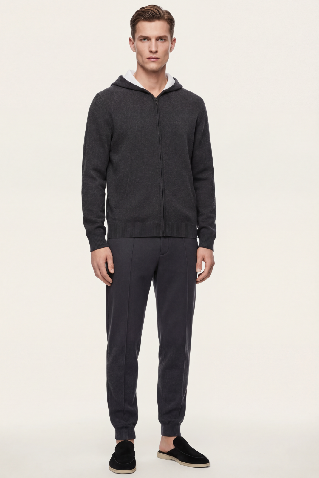 Suéter de Casimir de Caída Suave Gris Oscuro