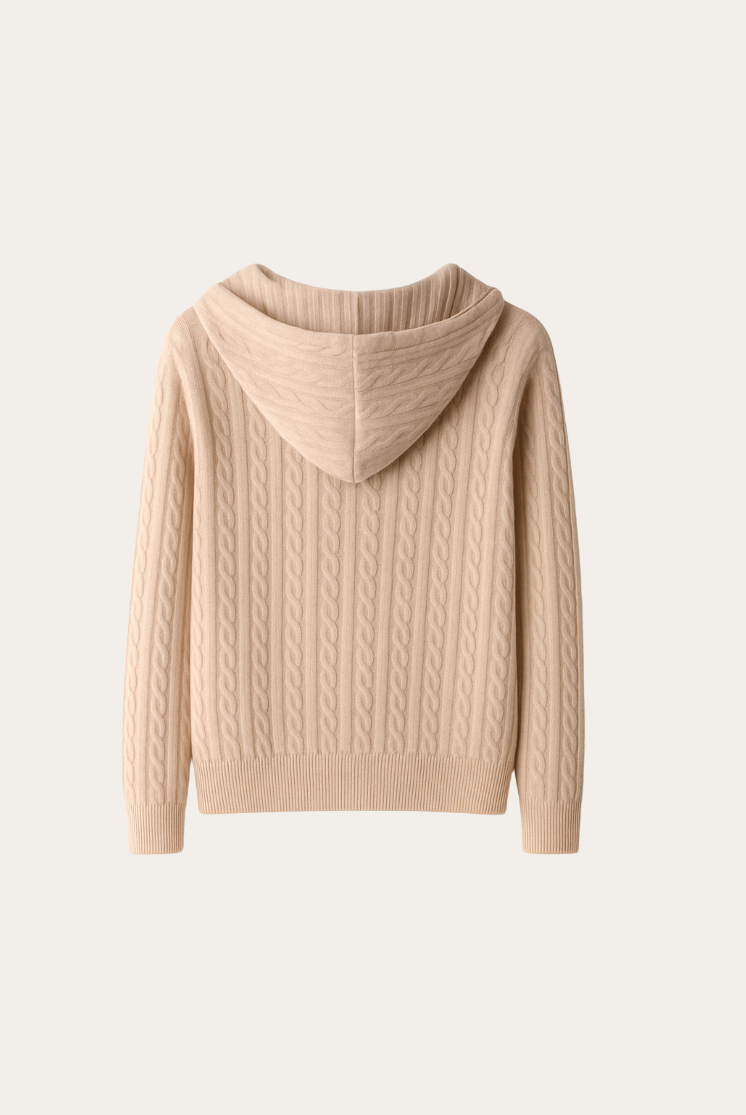 Beigefarbene Kaschmirjacke mit Reißverschluss