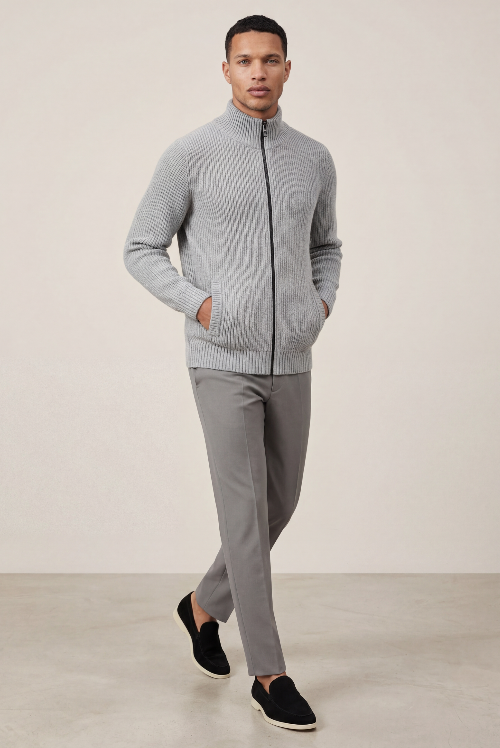 Graue Donati-Strickjacke
