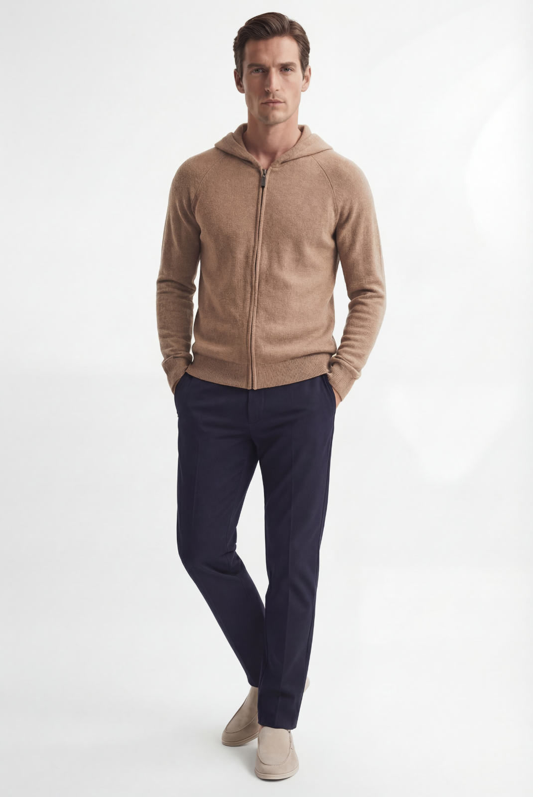 Camel Donati Wool Zip Jacket