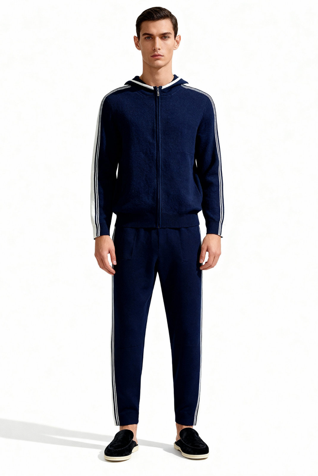 Navy Blue Merino Wool Tracksuit