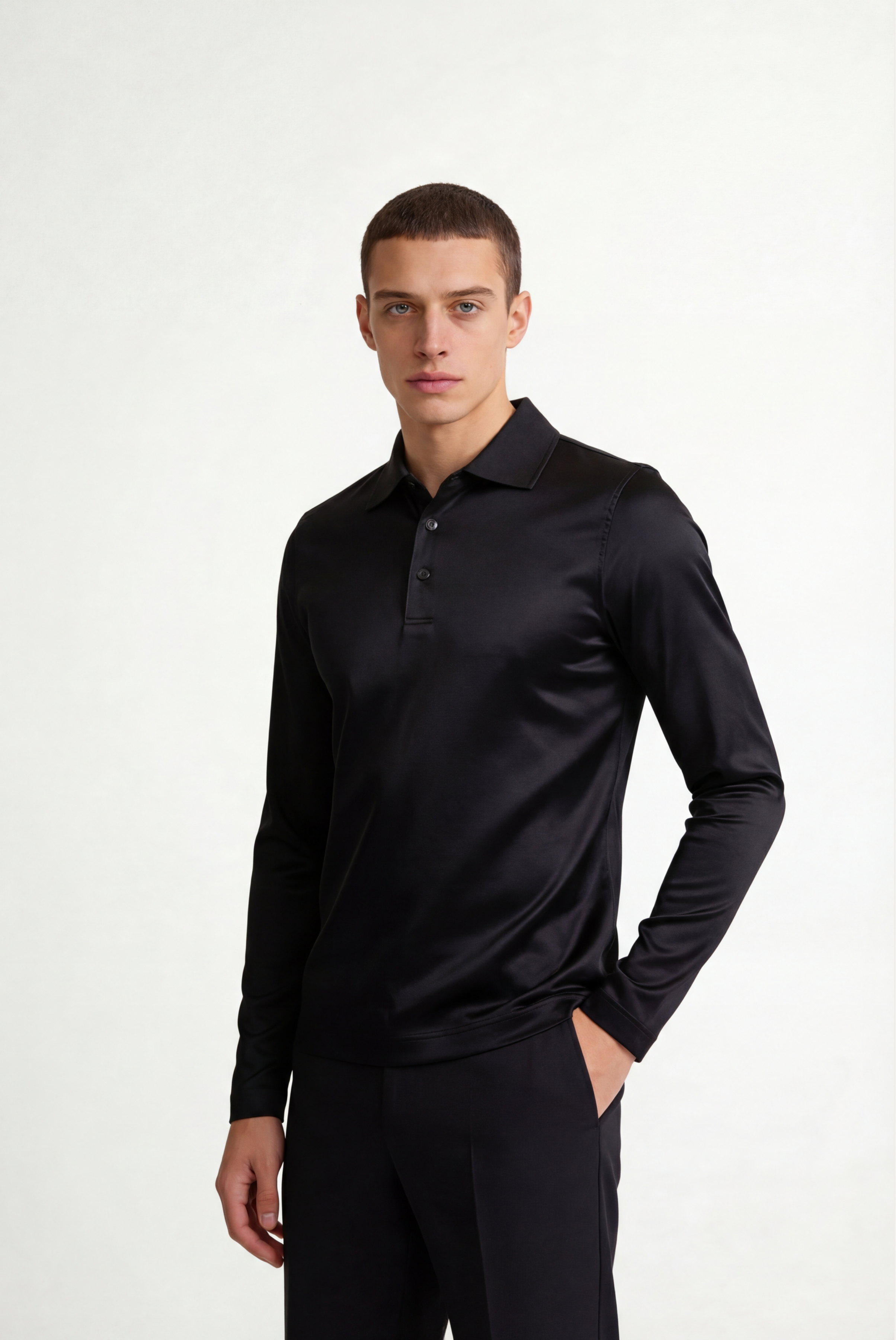 Black Imperial Long Sleeve Polo