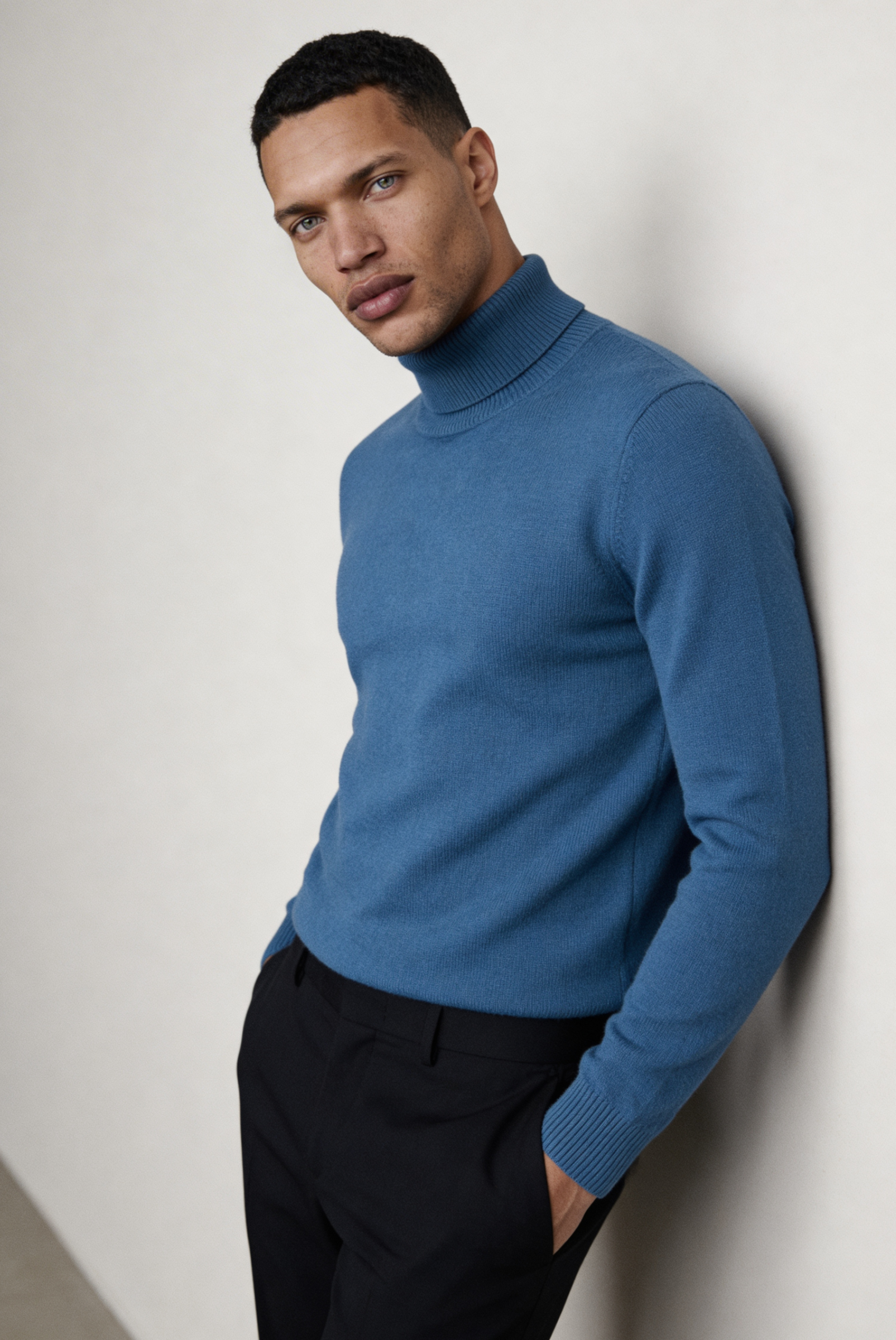Sky Blue Cashmere Turtleneck
