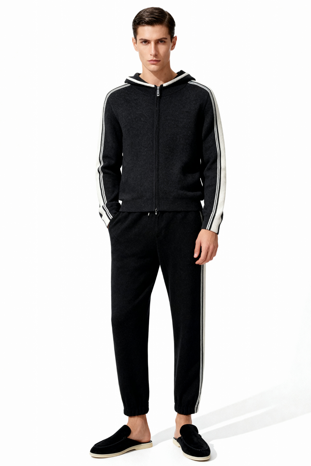 Black Merino Wool Tracksuit