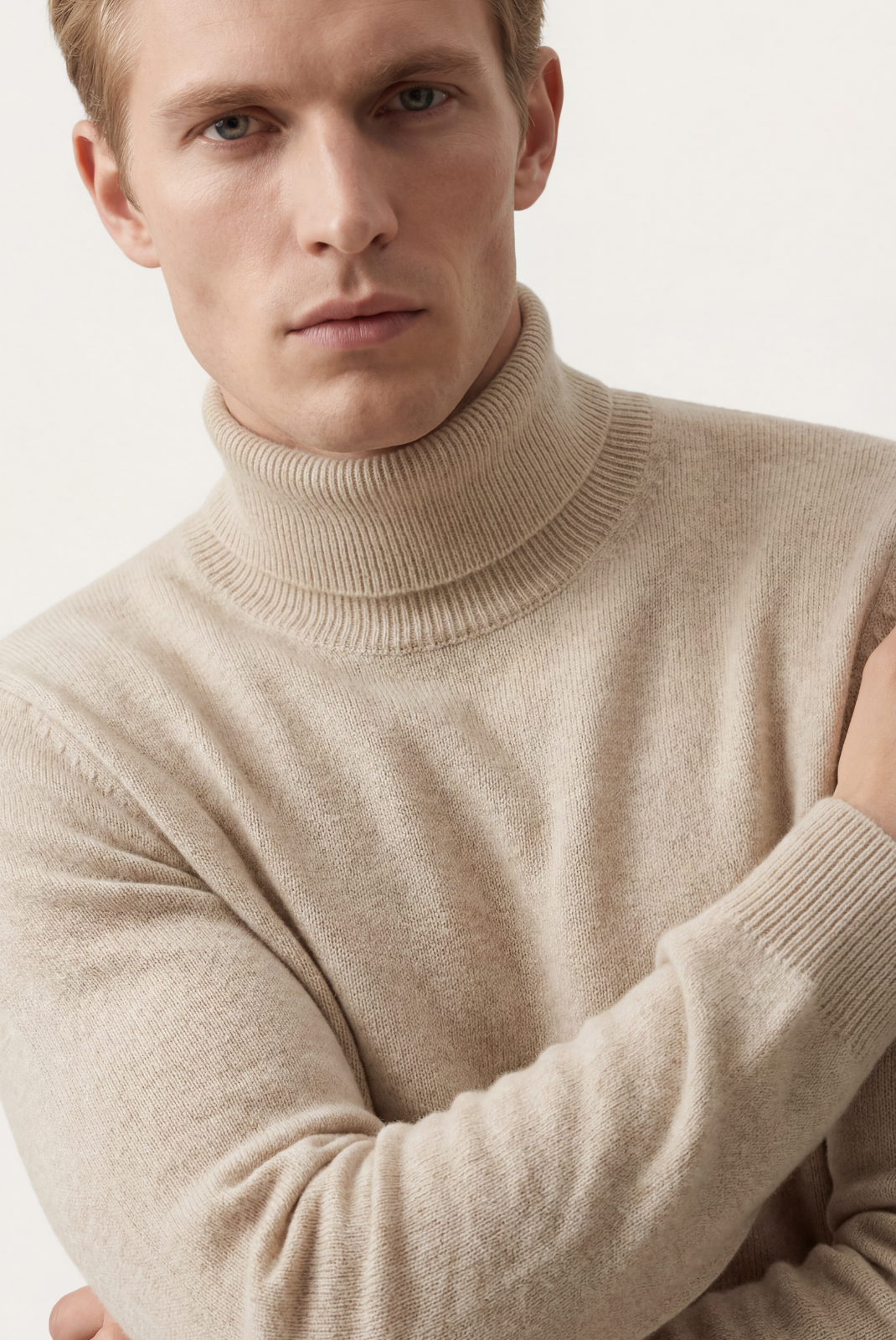 Beige Cashmere Turtleneck