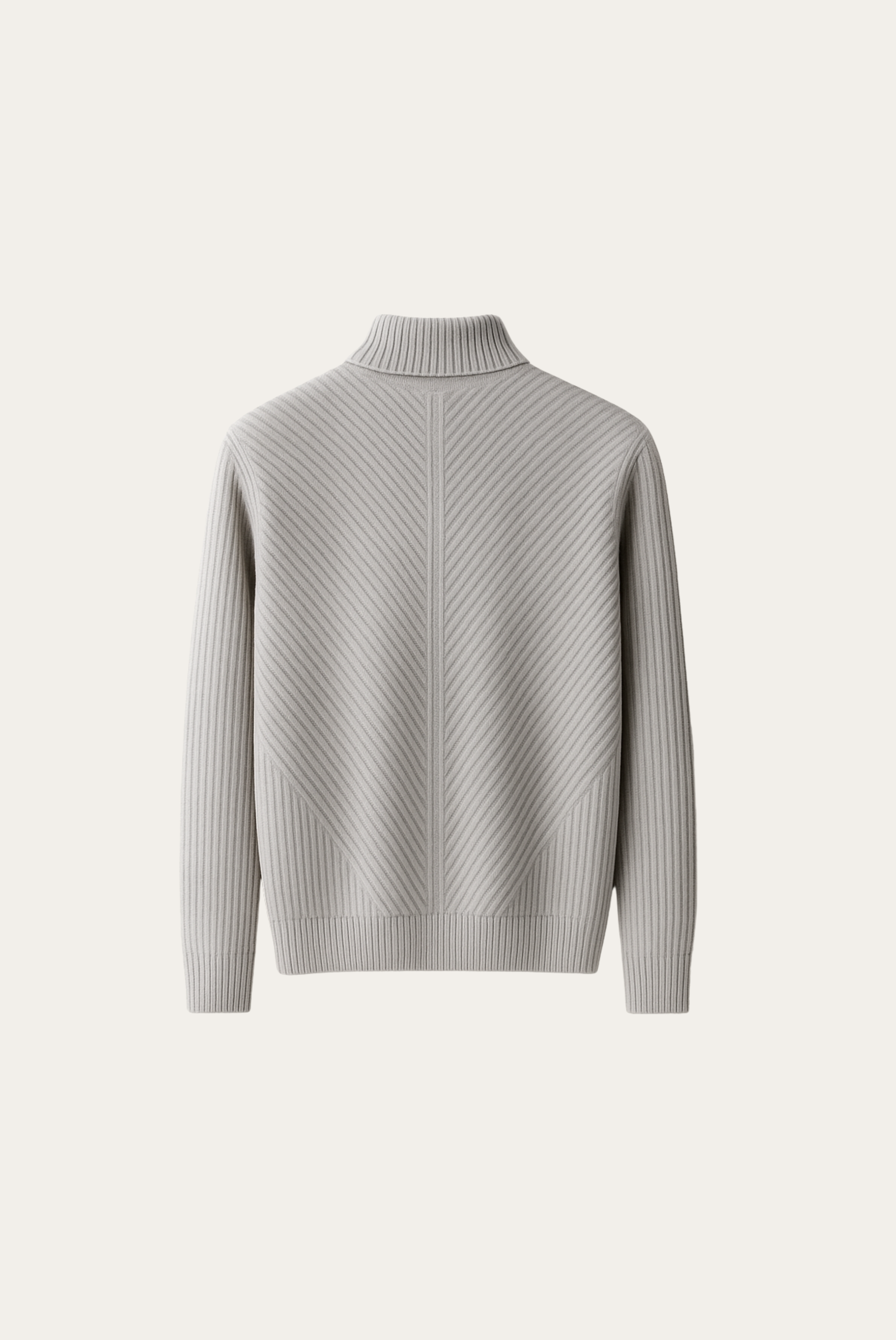 سترة كشمير رمادية محبوكة بخطوط بارزة