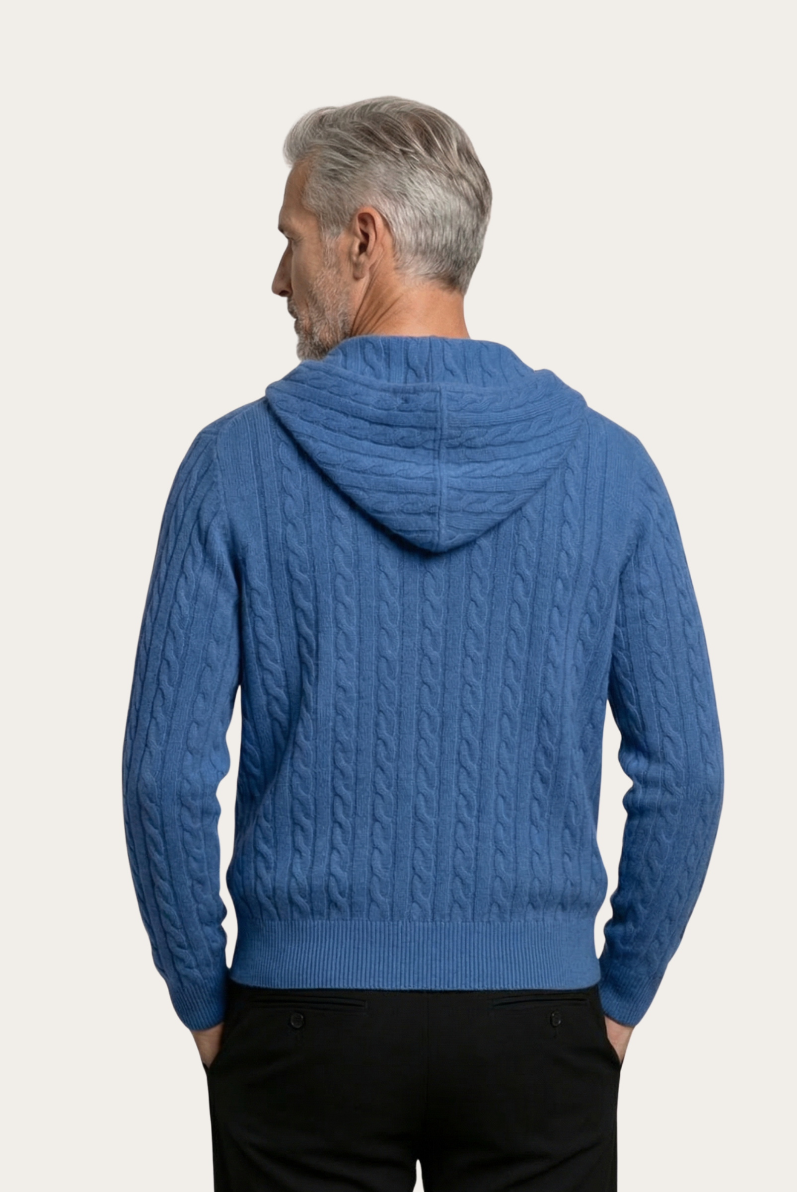 Blaue Kaschmirjacke mit Reißverschluss