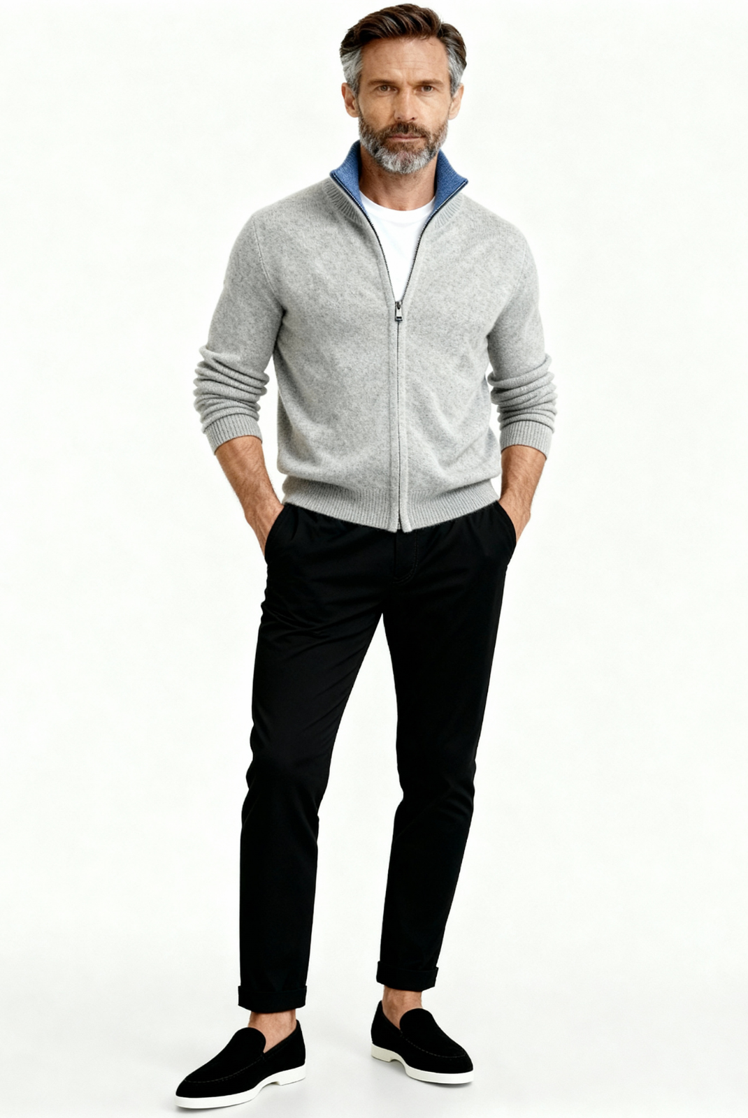 Cárdigan Reversible de Casimir Gris Claro