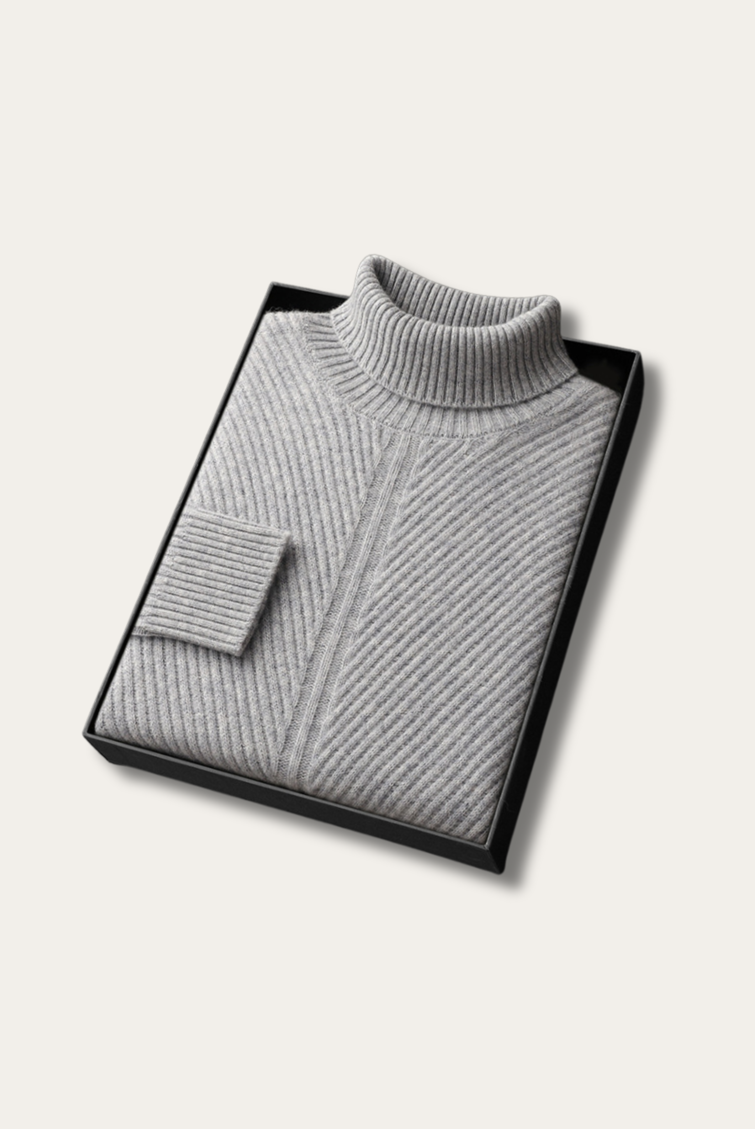 Light Grey Ribbed Cashmere Sweater