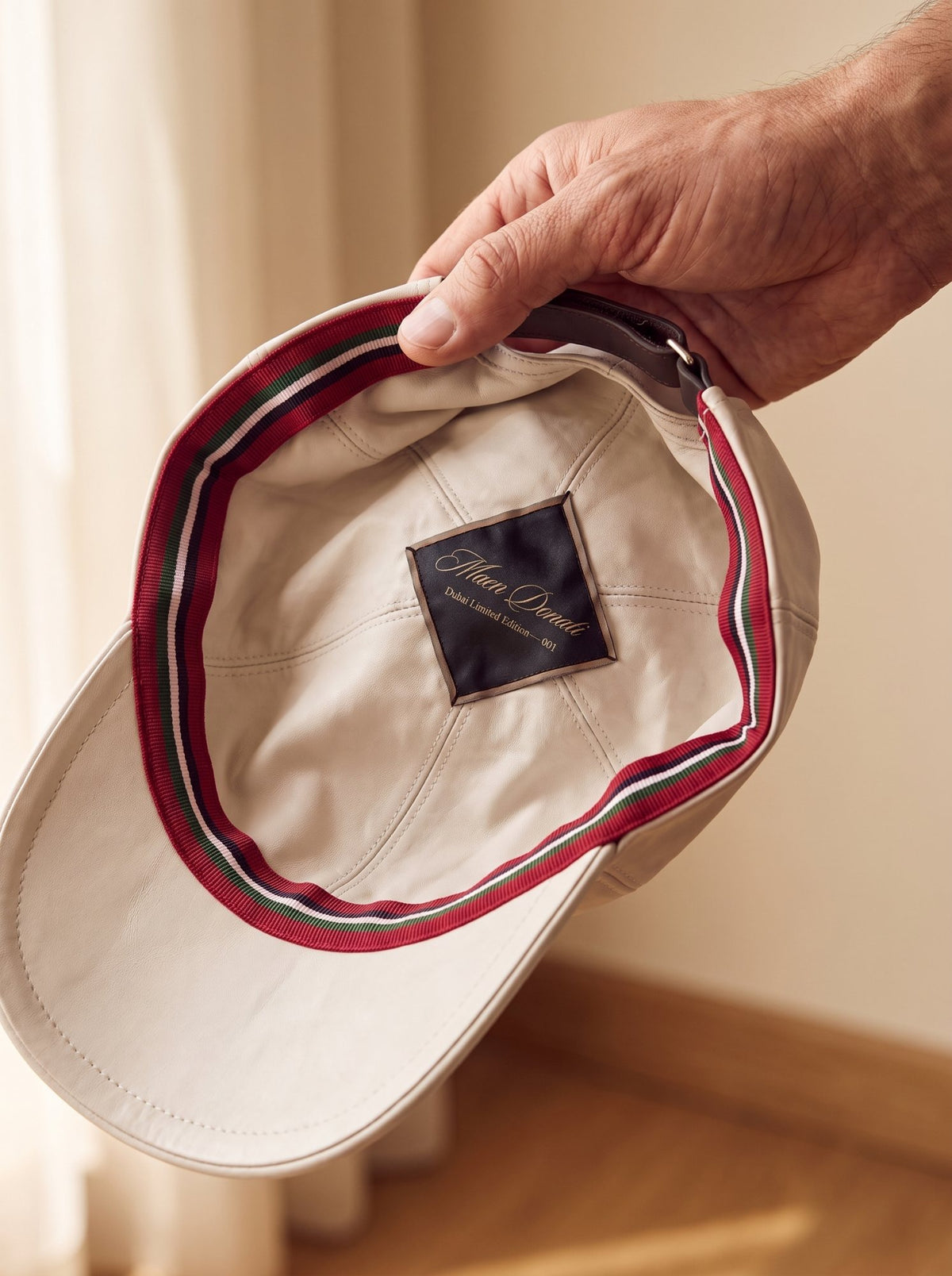 Numbered interior label and UAE grosgrain trim