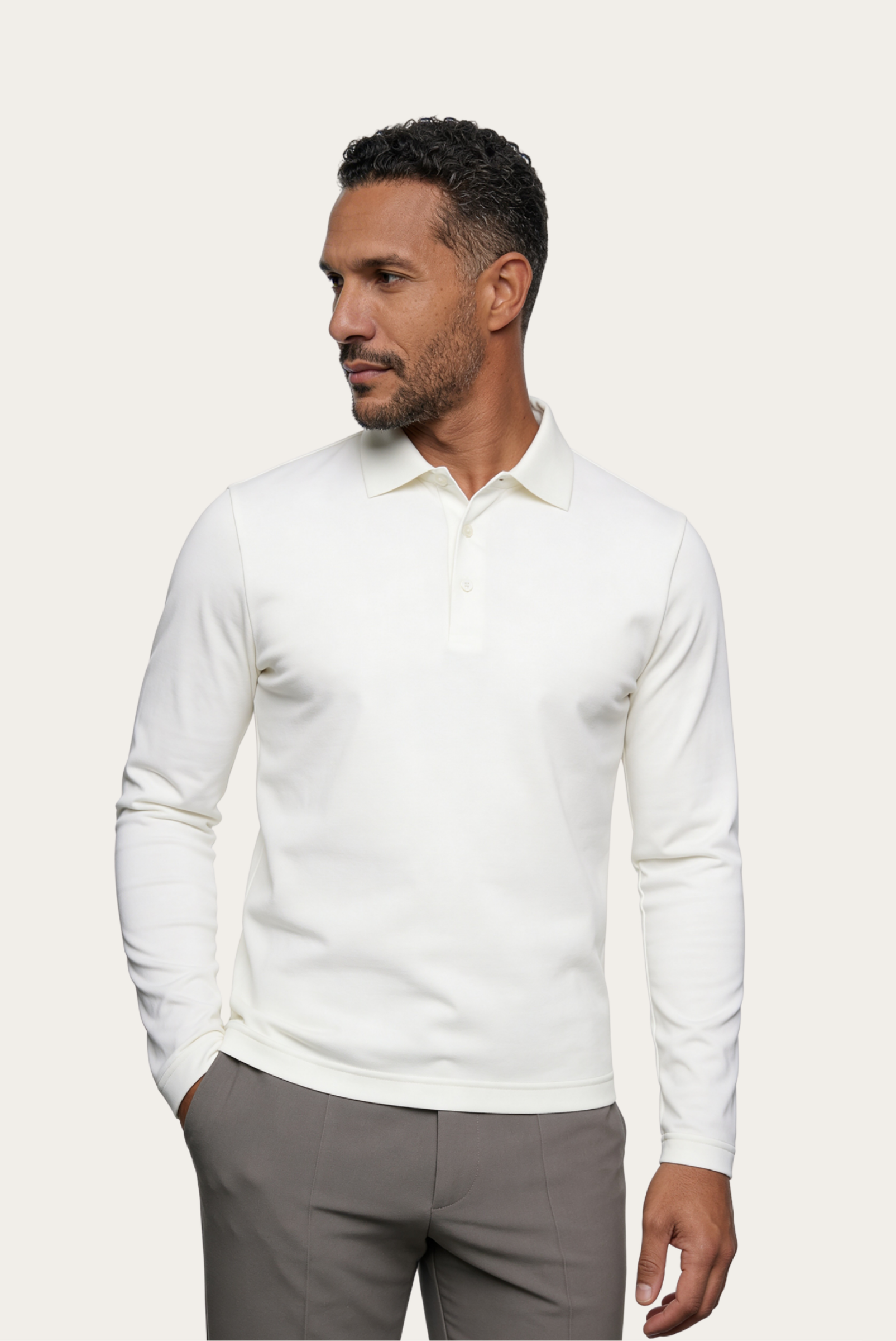 Polo Imperial de Manga Larga Blanca