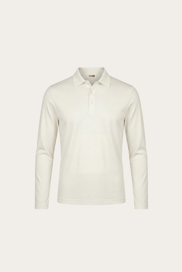 White Imperial Long Sleeve Polo
