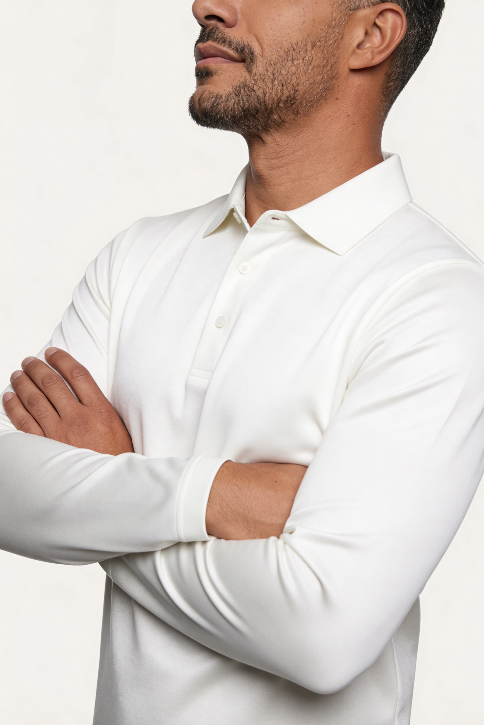 Polo Imperial de Manga Larga Blanca