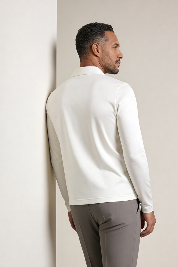 White Imperial Long Sleeve Polo