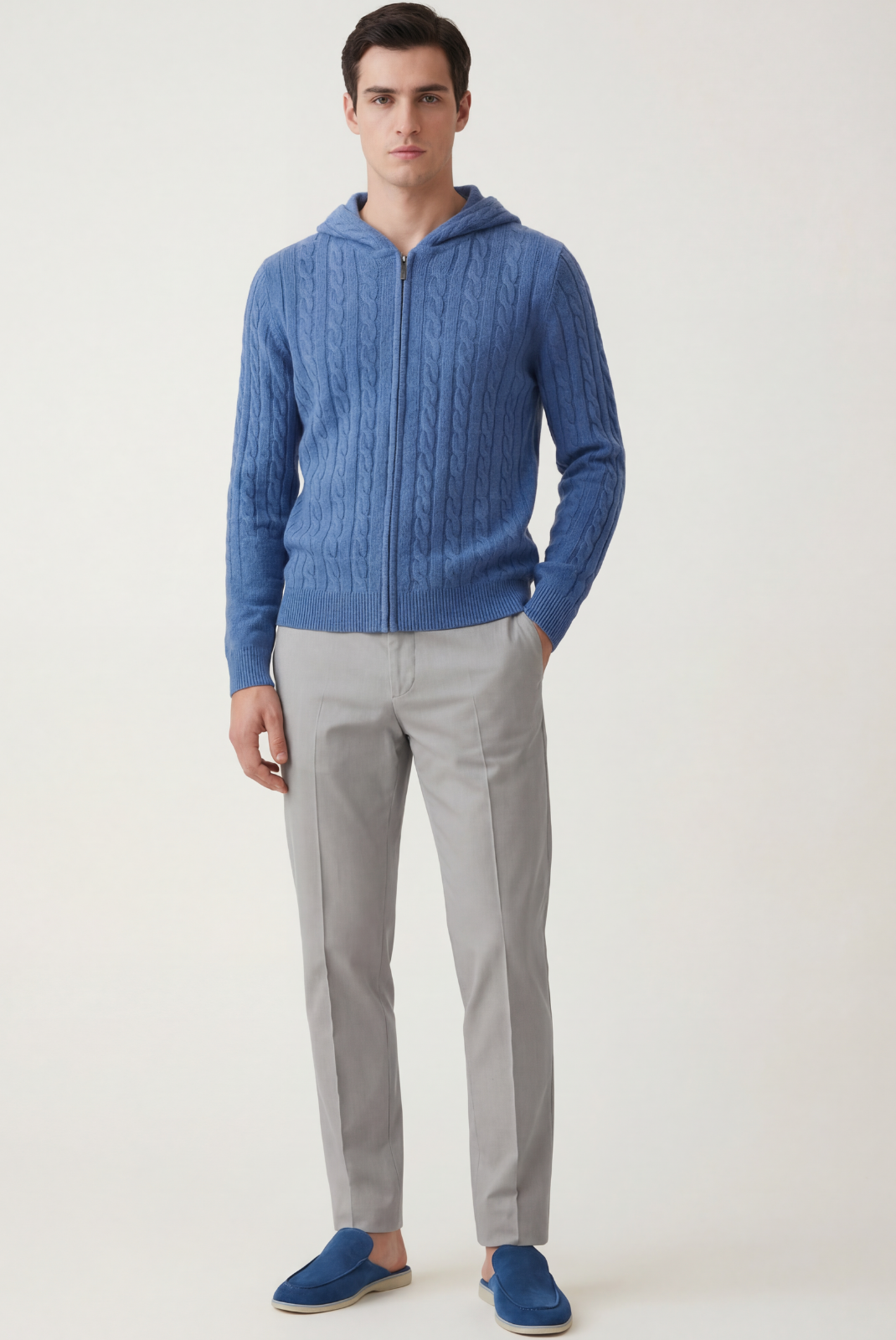 Blue Cashmere Zip Jacket