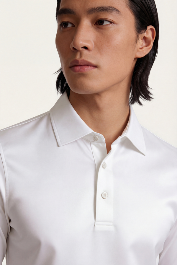 White Imperial Long Sleeve Polo