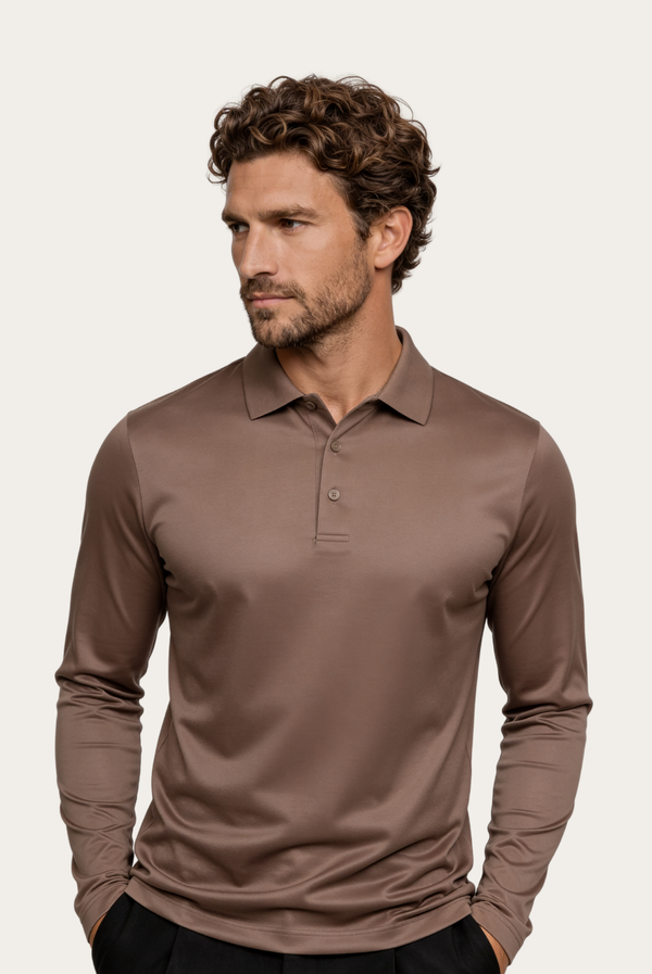 Taupe Imperial Long Sleeve Polo