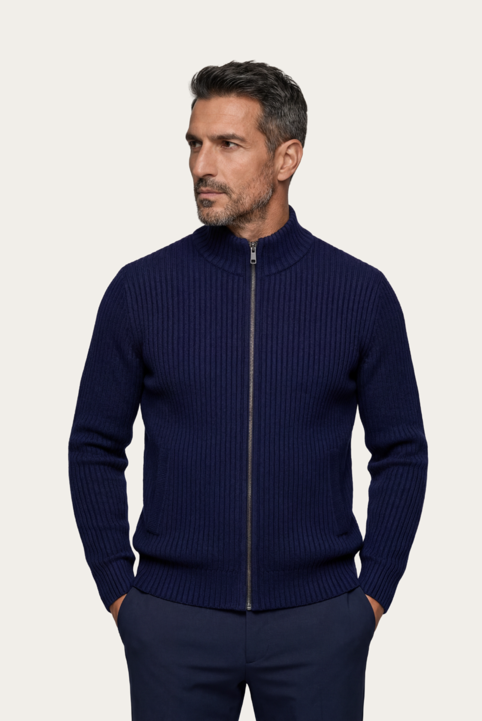 Marineblaue Donati-Strickjacke
