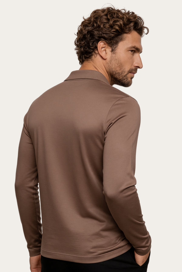 Taupe Imperial Long Sleeve Polo
