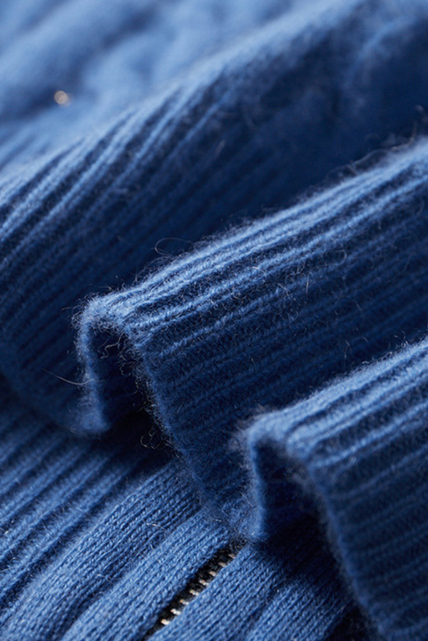 Blue Cashmere Zip-Up Jacket