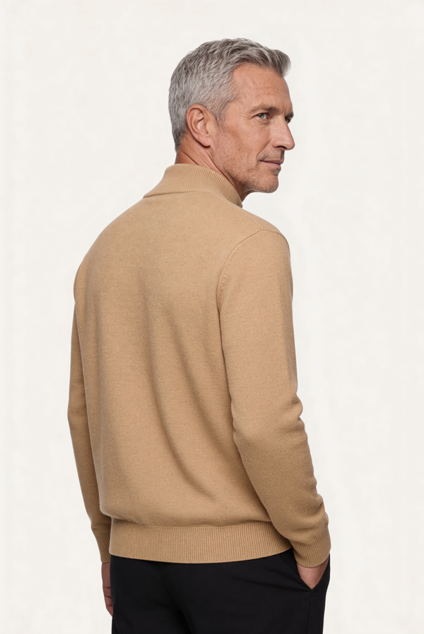 Camel Inside-Out Kaschmir-Strickjacke