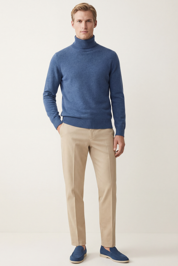 Blue Cashmere Turtleneck