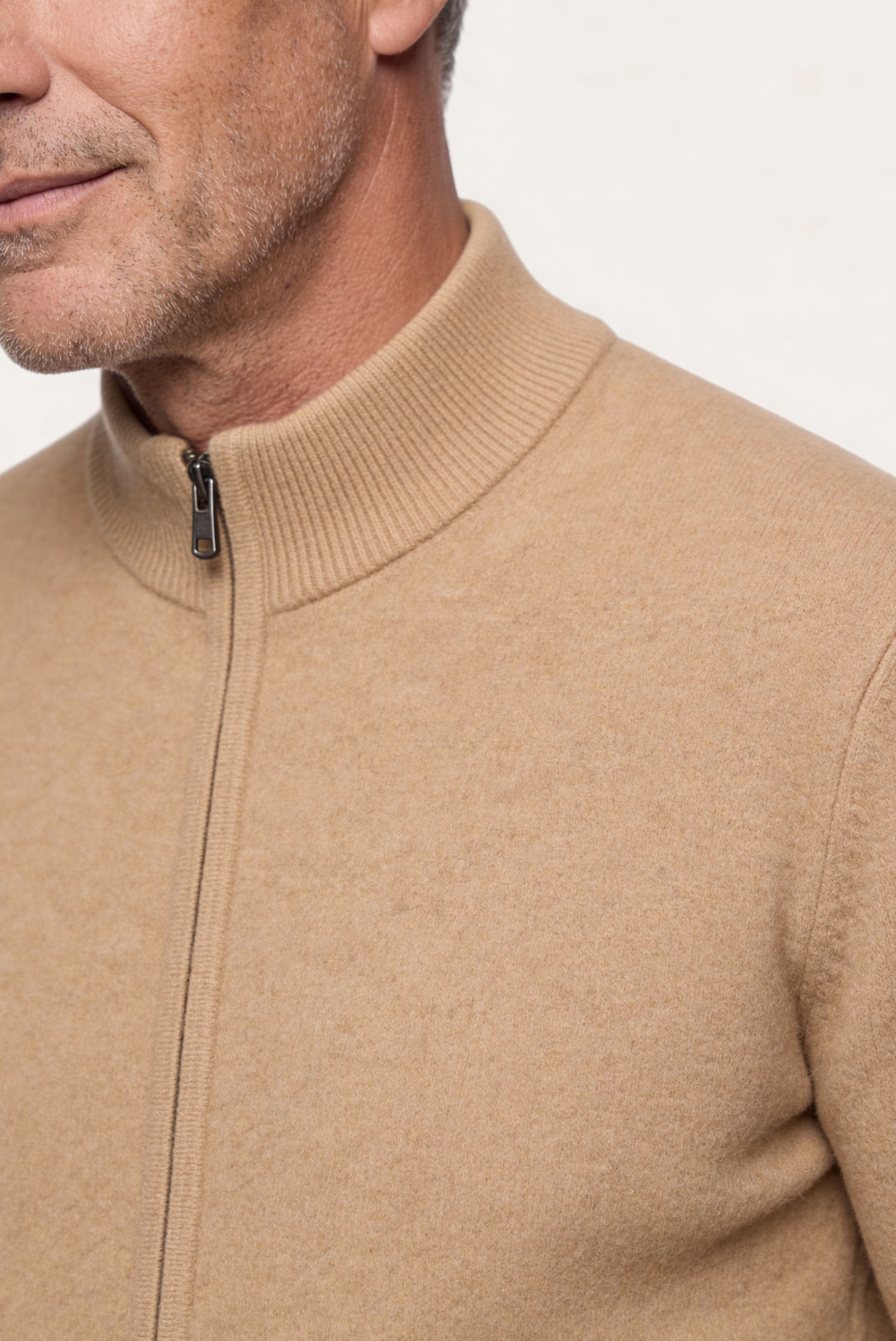 Camel Inside-Out Cashmere Cardigan