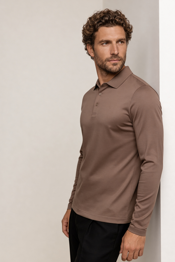 Taupe Imperial Long Sleeve Polo