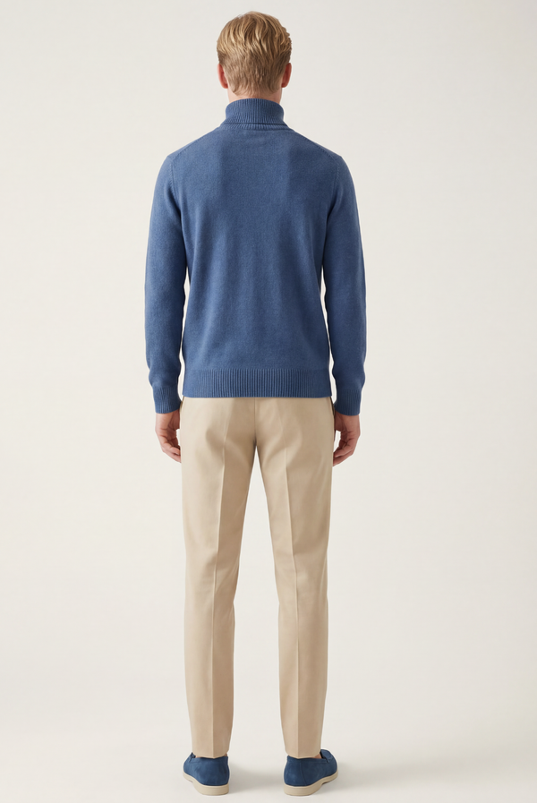 Blue Cashmere Turtleneck