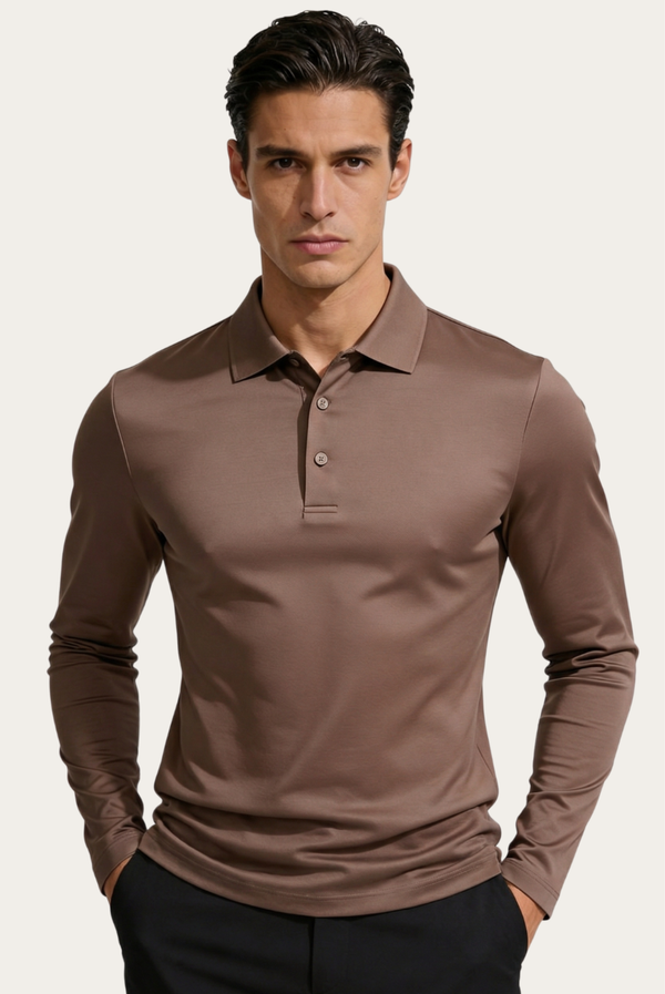 Taupe Imperial Long Sleeve Polo