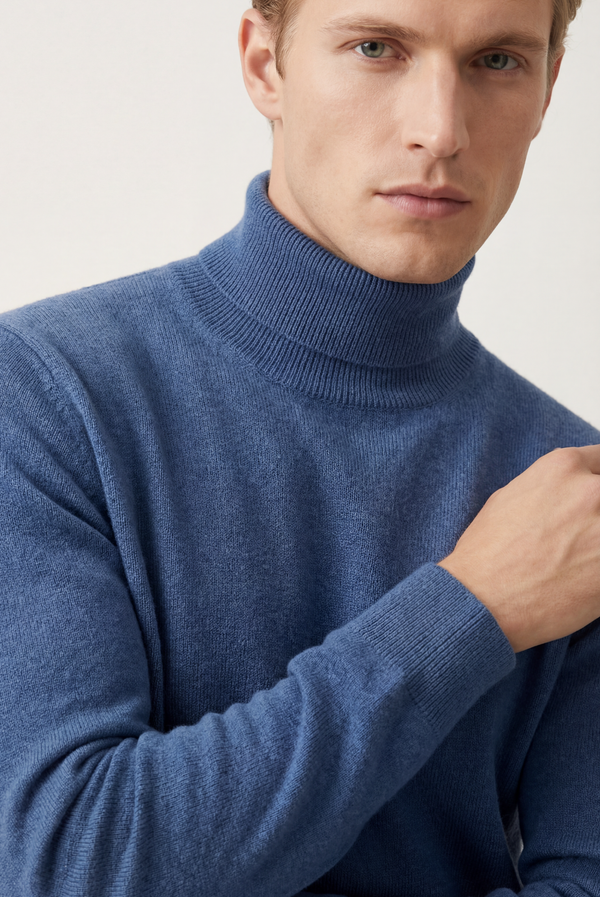 Blue Cashmere Turtleneck