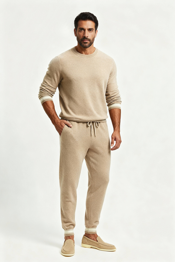 طقم كشمير رملي إيليت