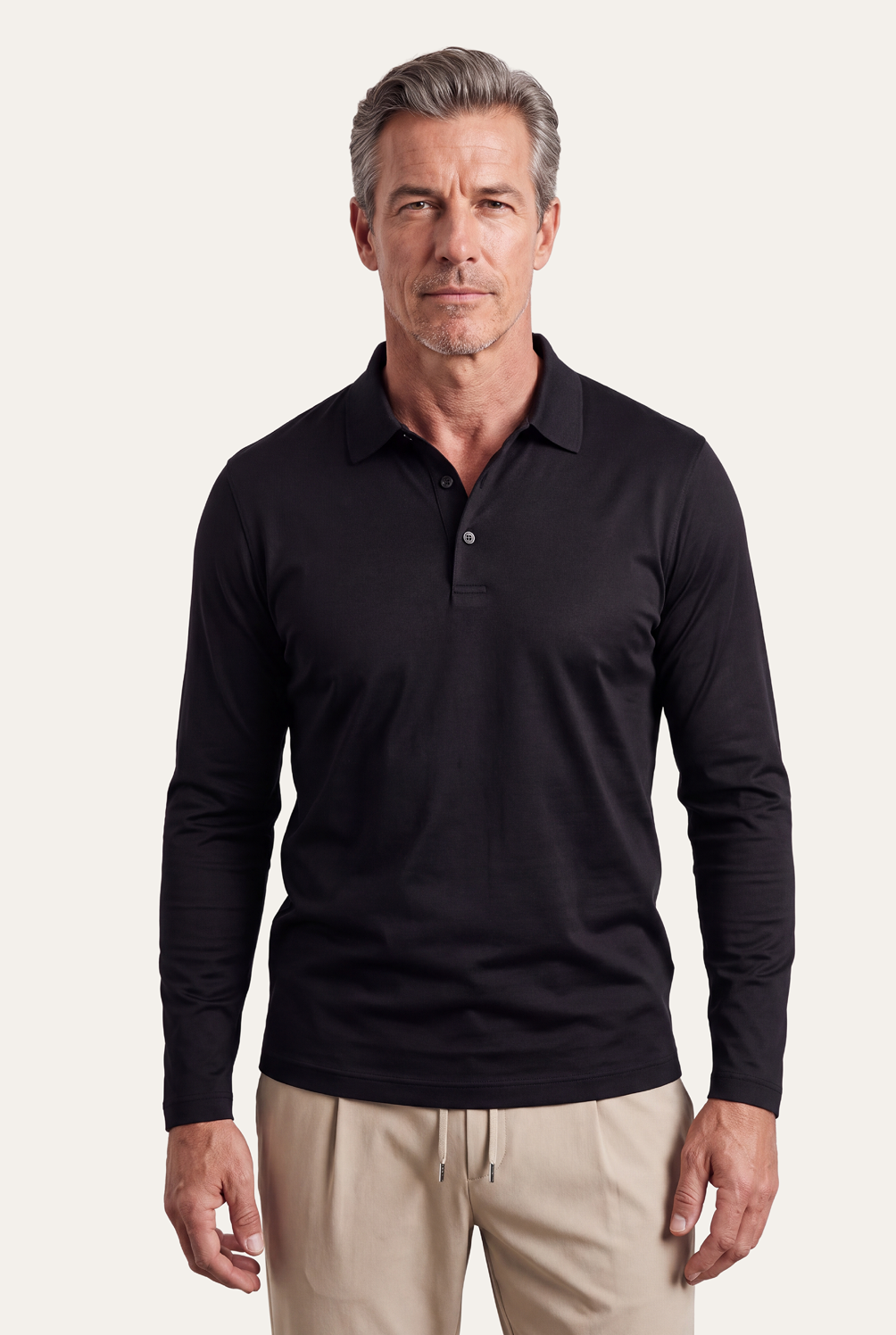 Black Long Sleeve Polo