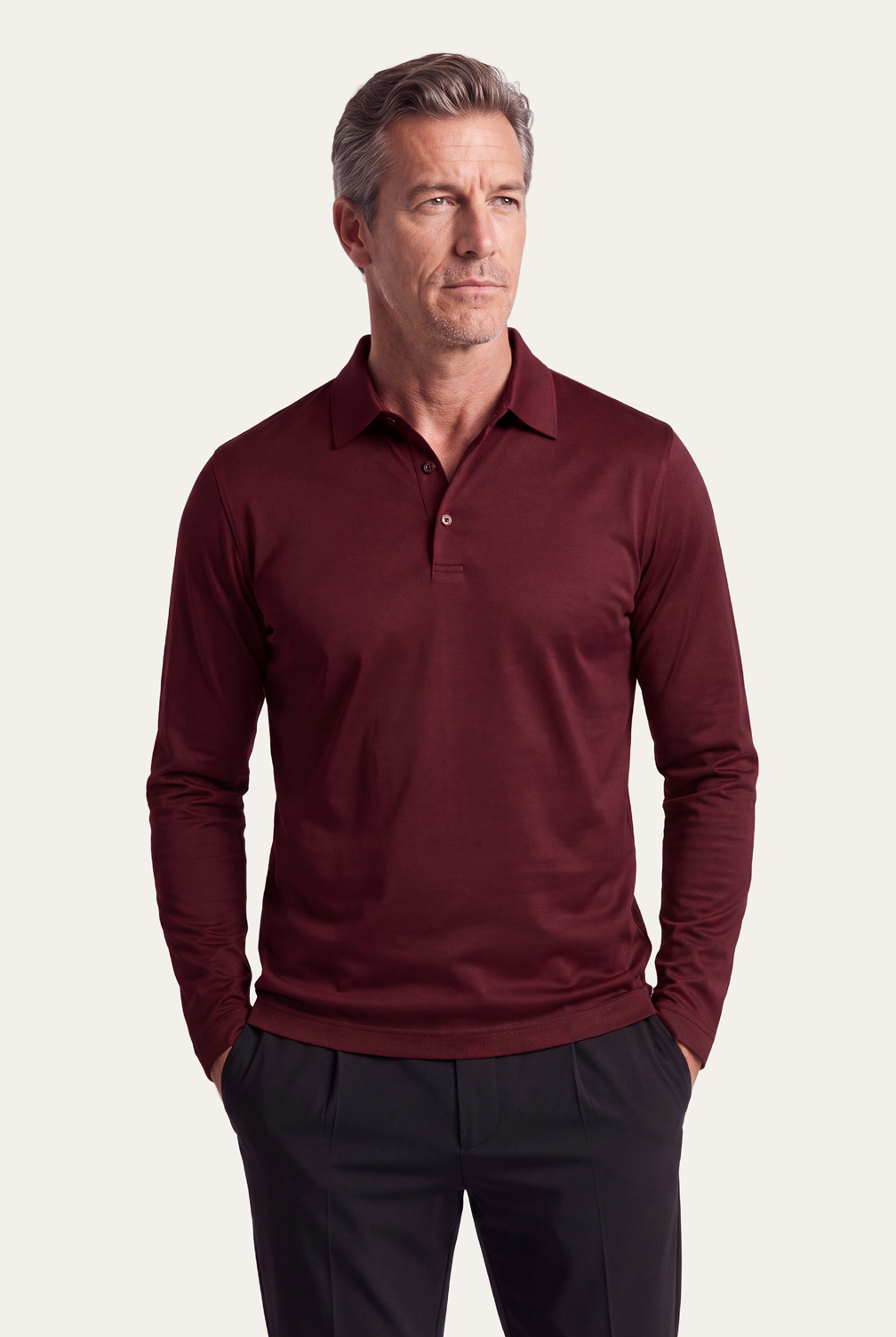 Burgundy Long Sleeve Polo