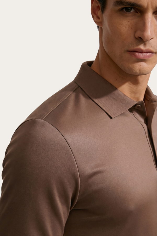 Taupe Imperial Long Sleeve Polo