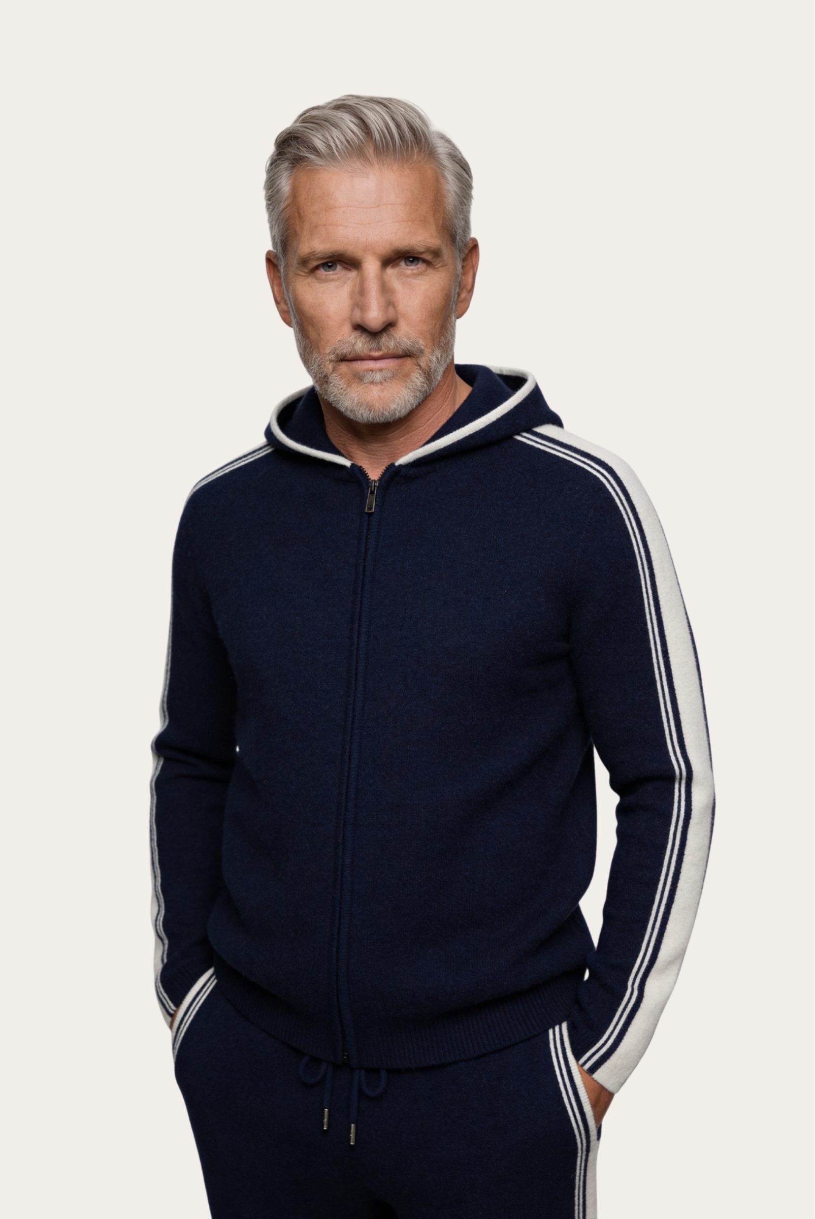 Marineblauer Merinowoll-Trainingsanzug