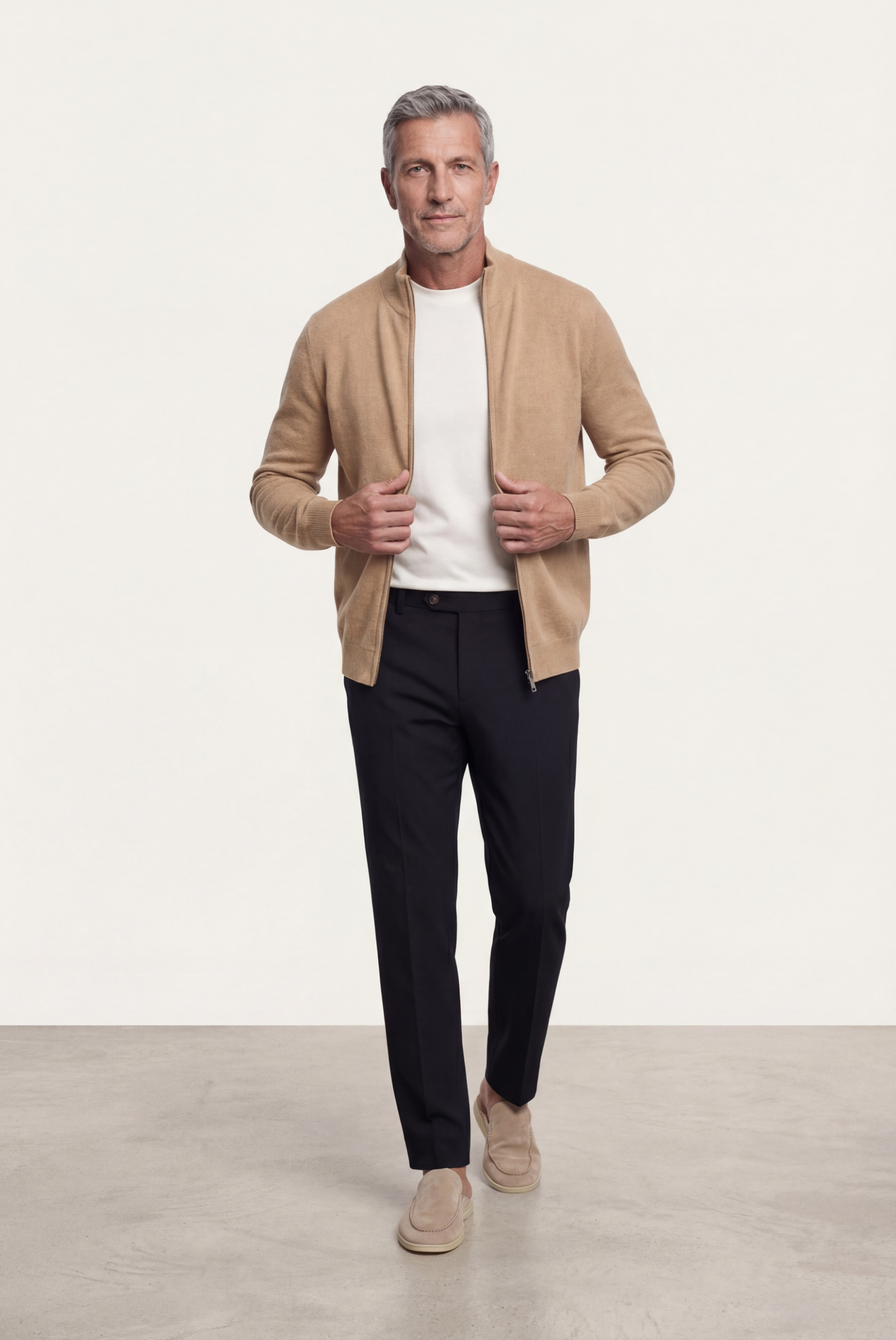Camel Inside-Out Cashmere Cardigan