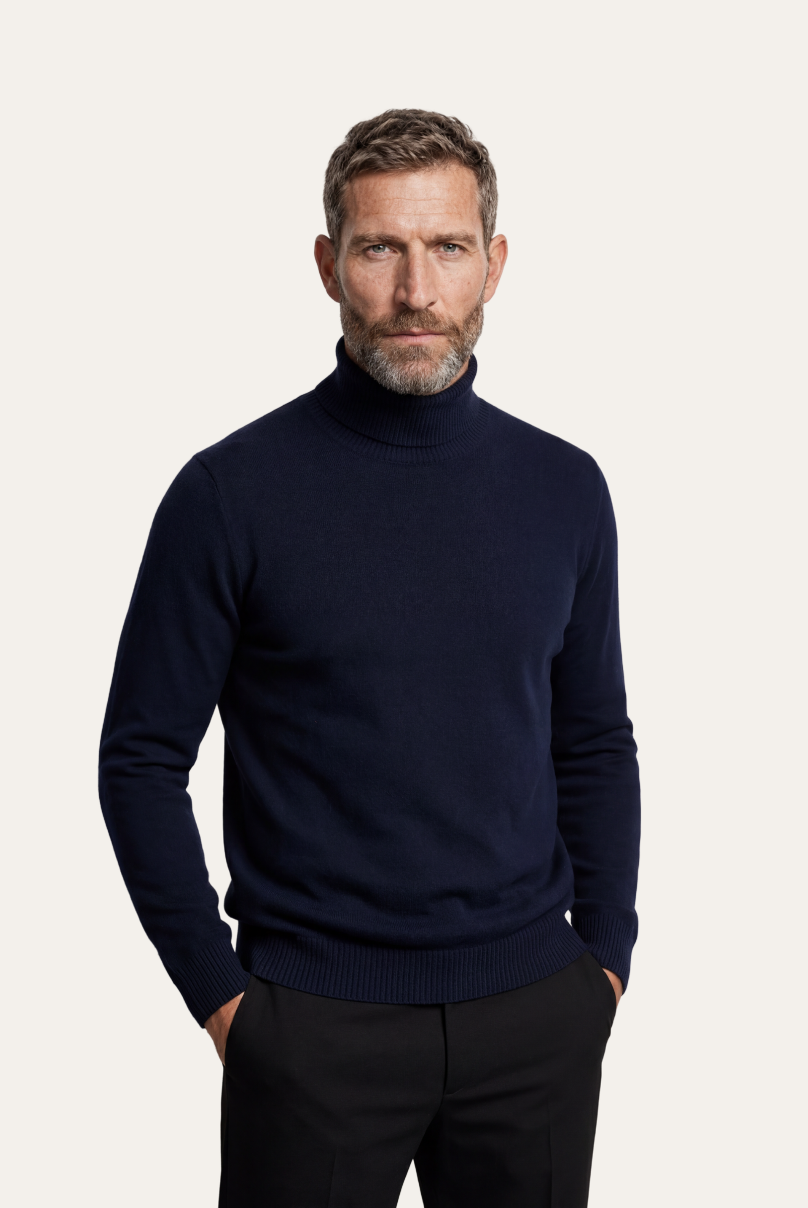 Navy Blue Cashmere Turtleneck