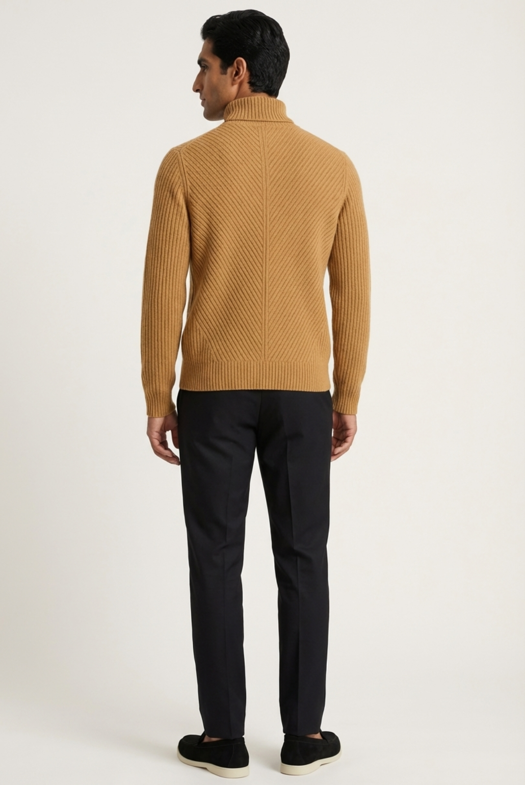 Camel Ribbed Cashmere Sweater