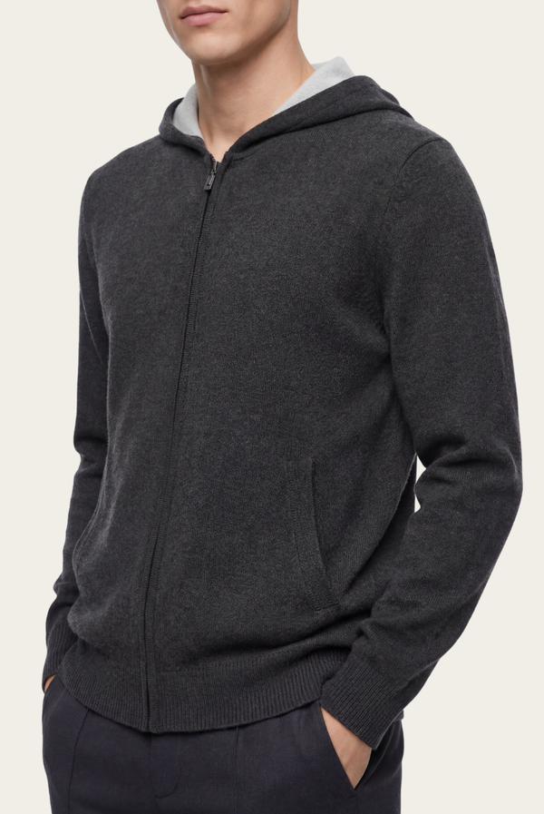 Dark Grey Cashmere Drape Cardigan