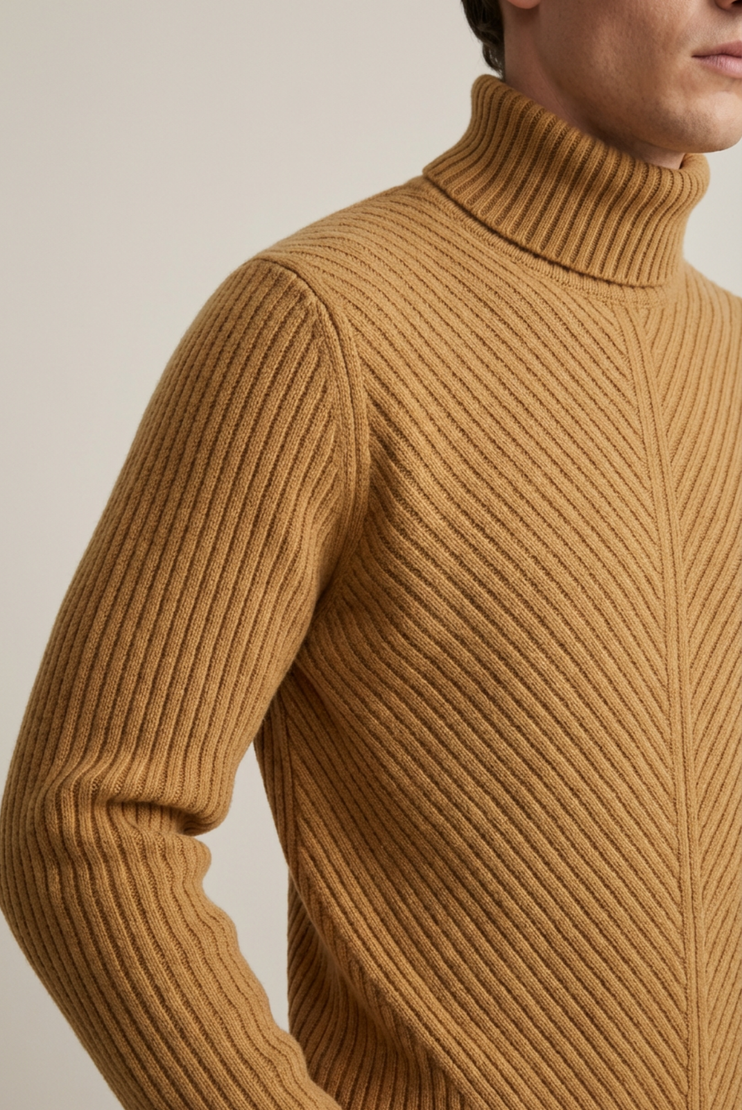 Camel Ribbed Cashmere Sweater