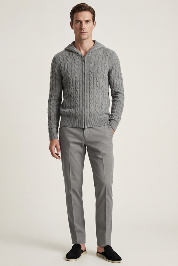 Grey Cashmere Zip Jacket