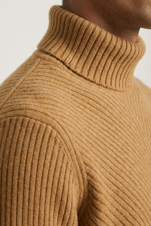 Camel Ribbed Cashmere Sweater