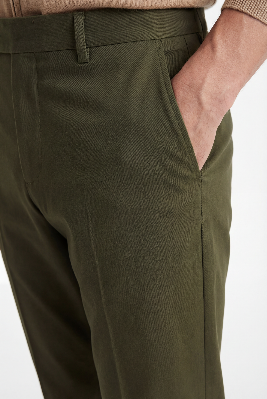 Olive Green Elastic Pantalon