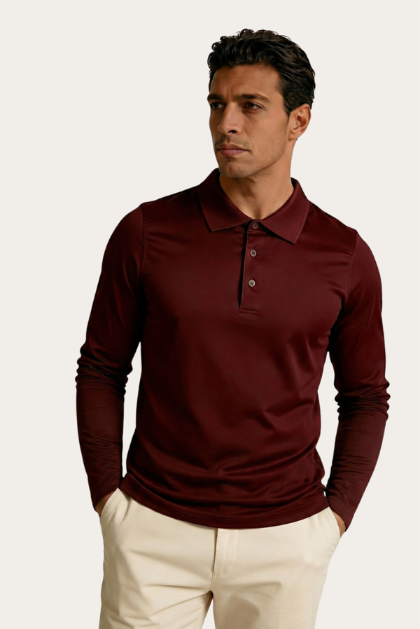 Burgundy Imperial Long Sleeve Polo