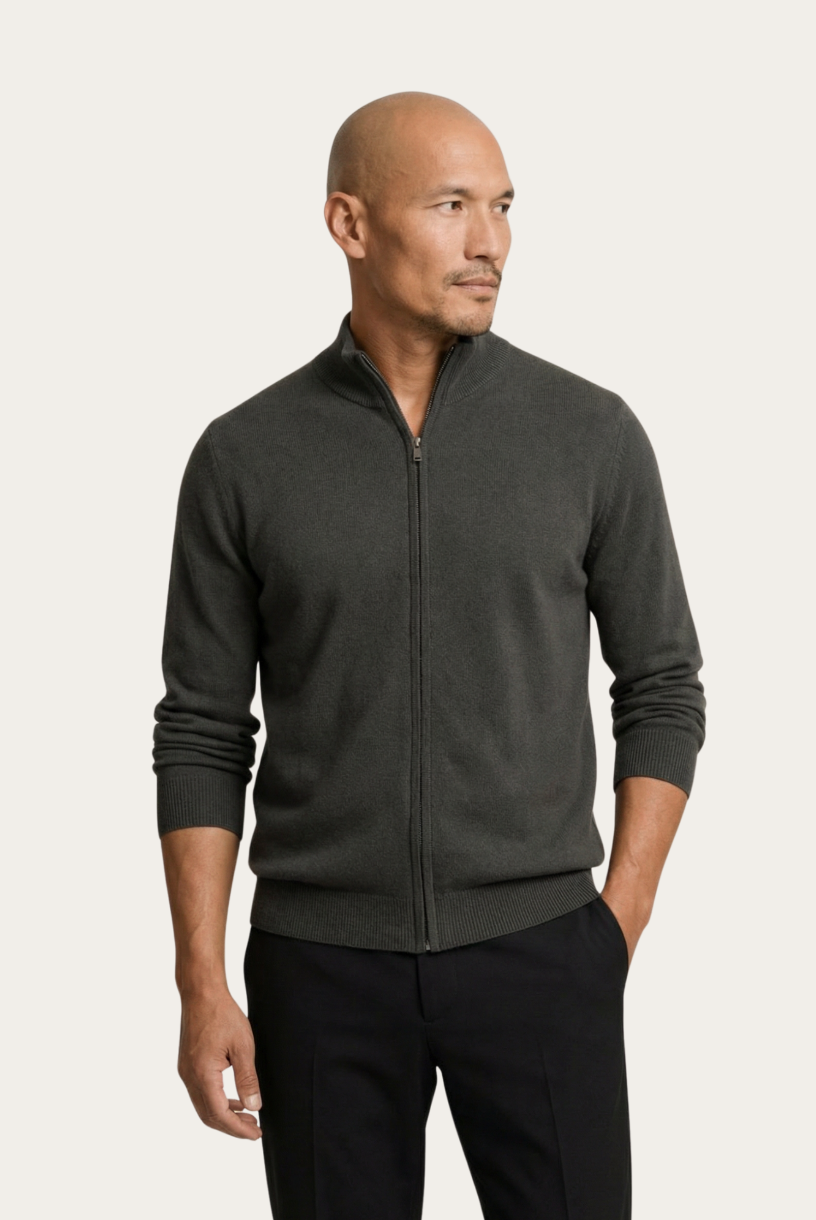 Grey Inside-Out Cashmere Cardigan