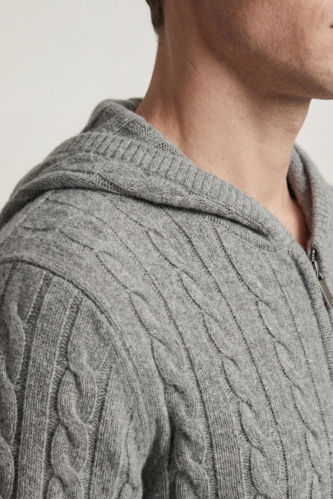Grey Cashmere Zip Jacket