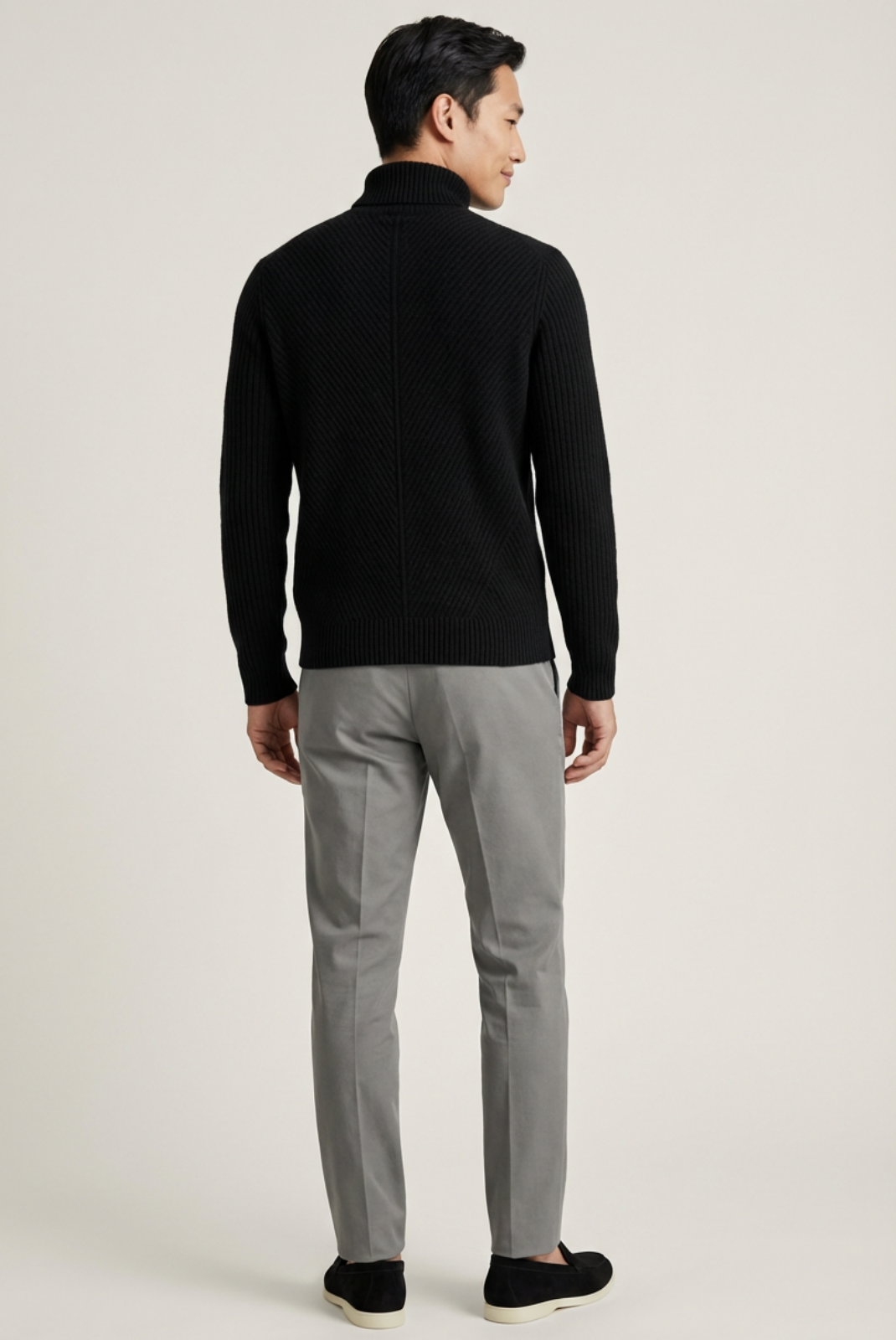 Black Ribbed Cashmere Sweater