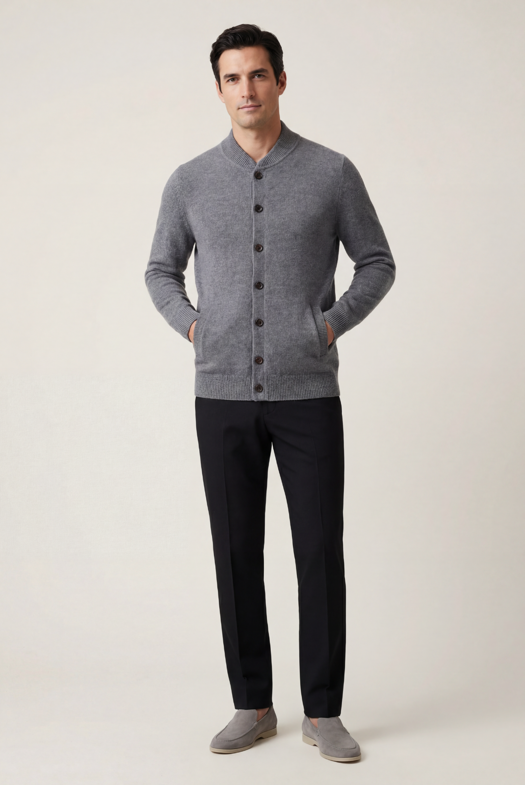 Grey Cashmere Cardigan